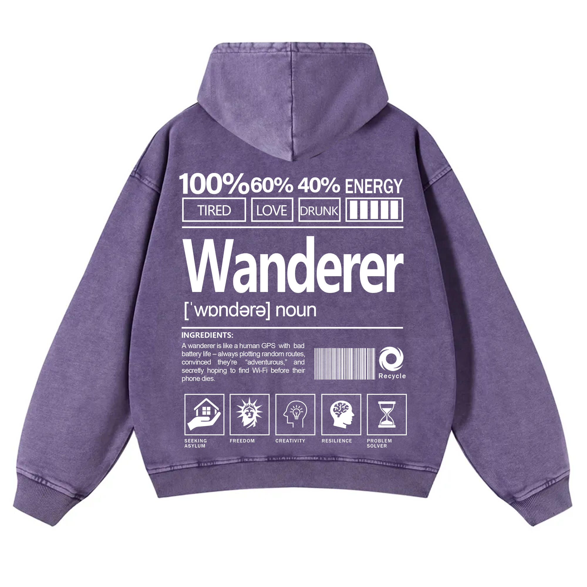Wanderer Unisex Fit Vintage Washed Hoodie