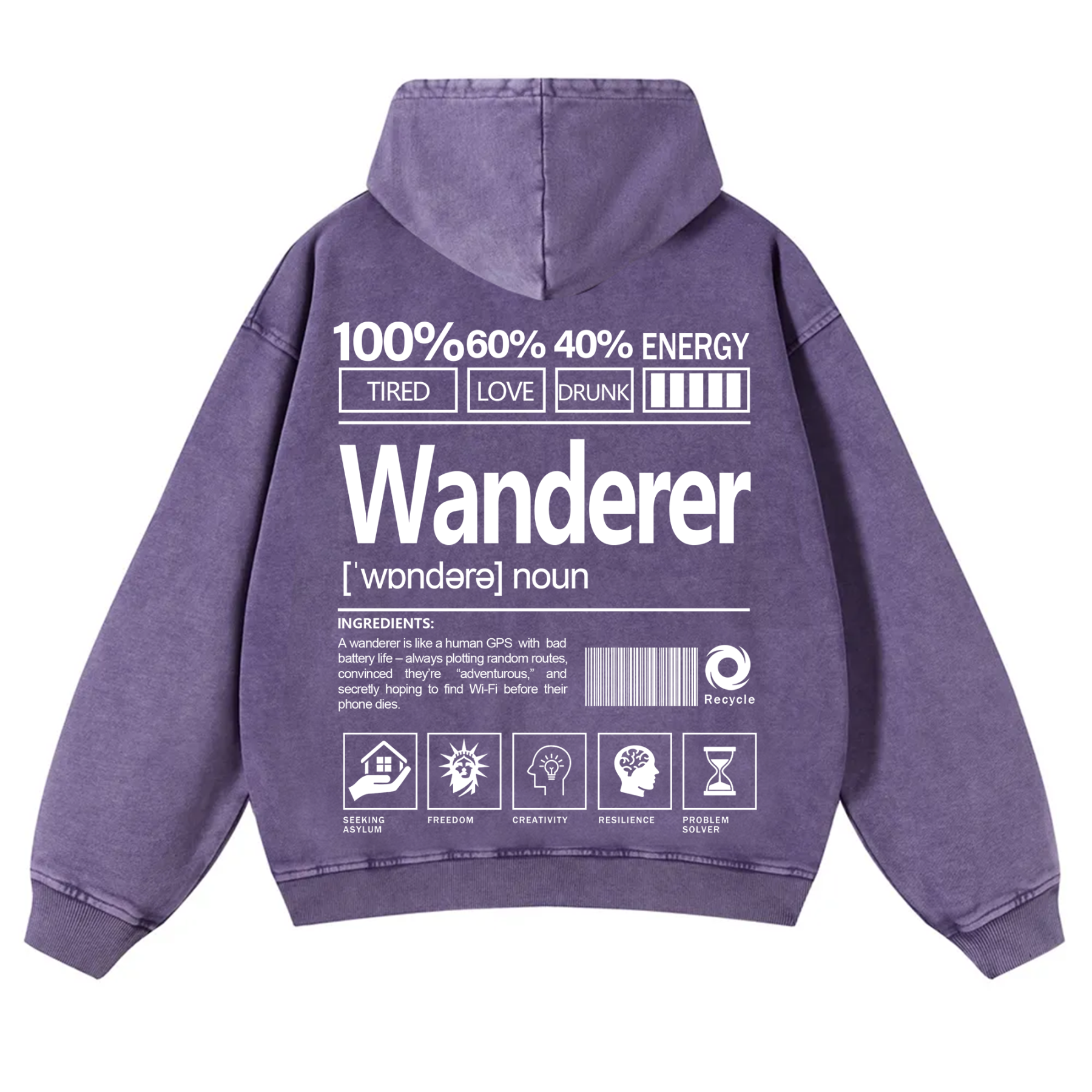 Wanderer Unisex Fit Vintage Washed Hoodie