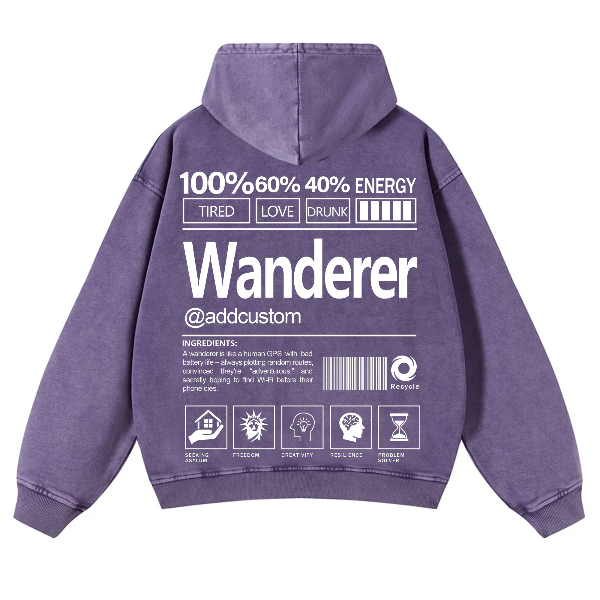 Wanderer Addcustom Unisex Fit Vintage Washed Hoodie