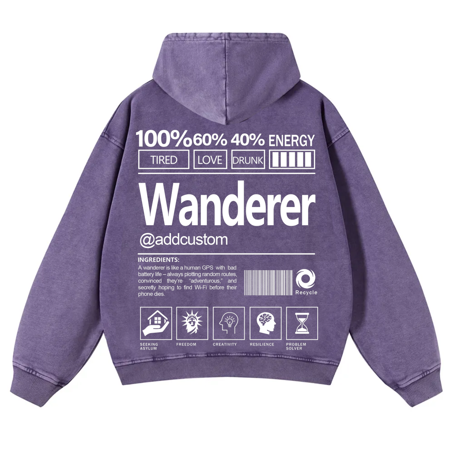 Wanderer Addcustom Unisex Fit Vintage Washed Hoodie