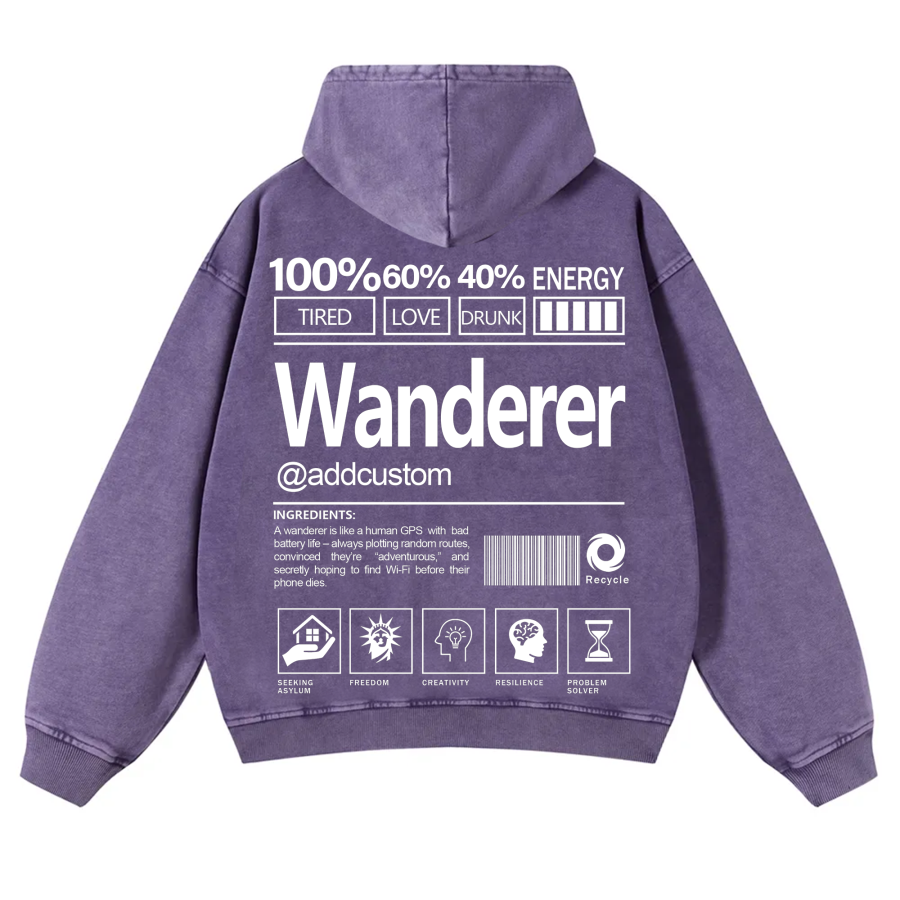 Wanderer Addcustom Unisex Fit Vintage Washed Hoodie