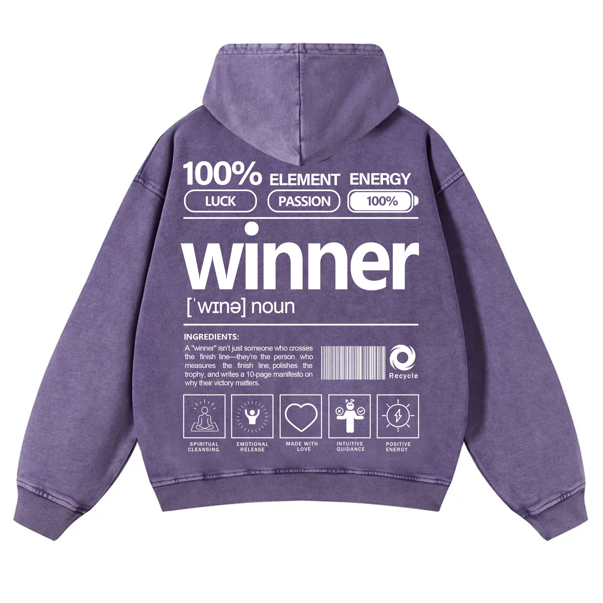 Winner Unisex Fit Vintage Washed Hoodie