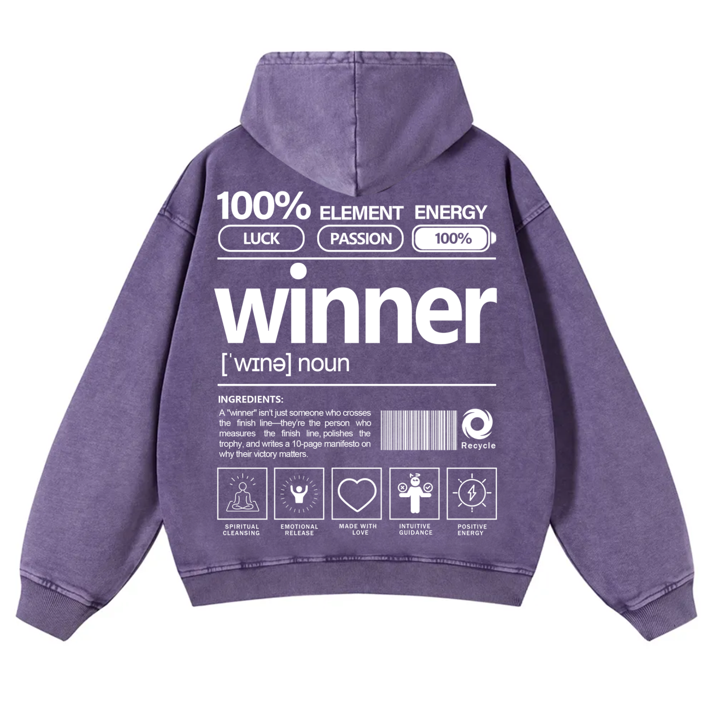 Winner Unisex Fit Vintage Washed Hoodie
