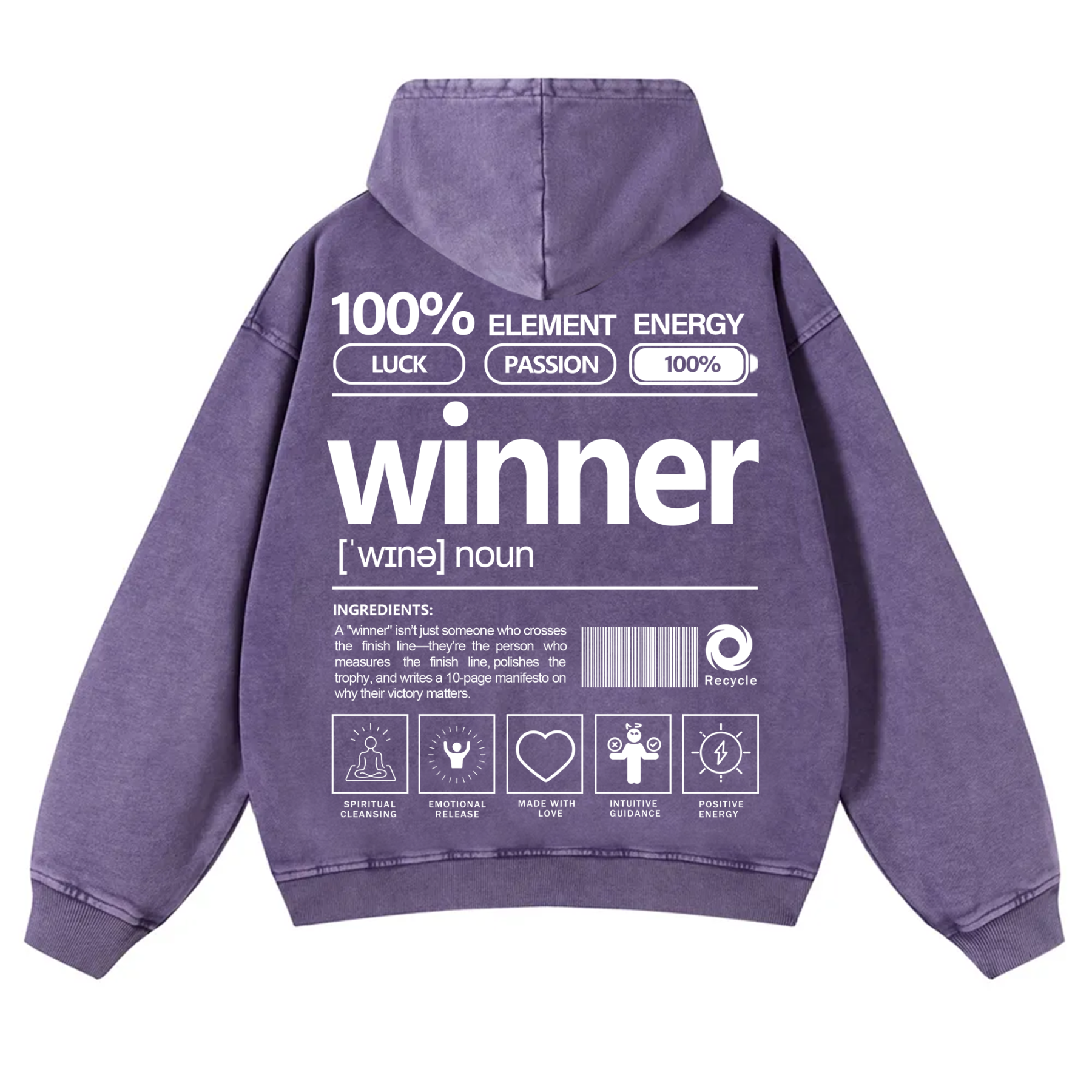 Winner Unisex Fit Vintage Washed Hoodie