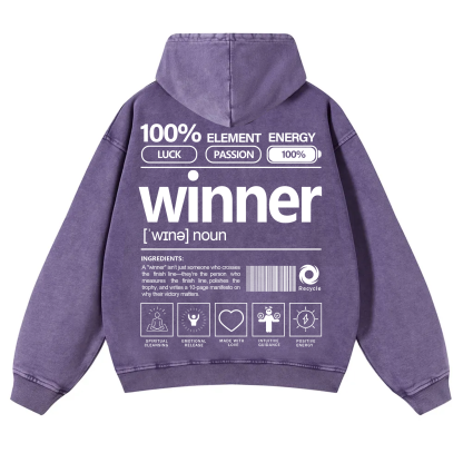 Winner Unisex Fit Vintage Washed Hoodie