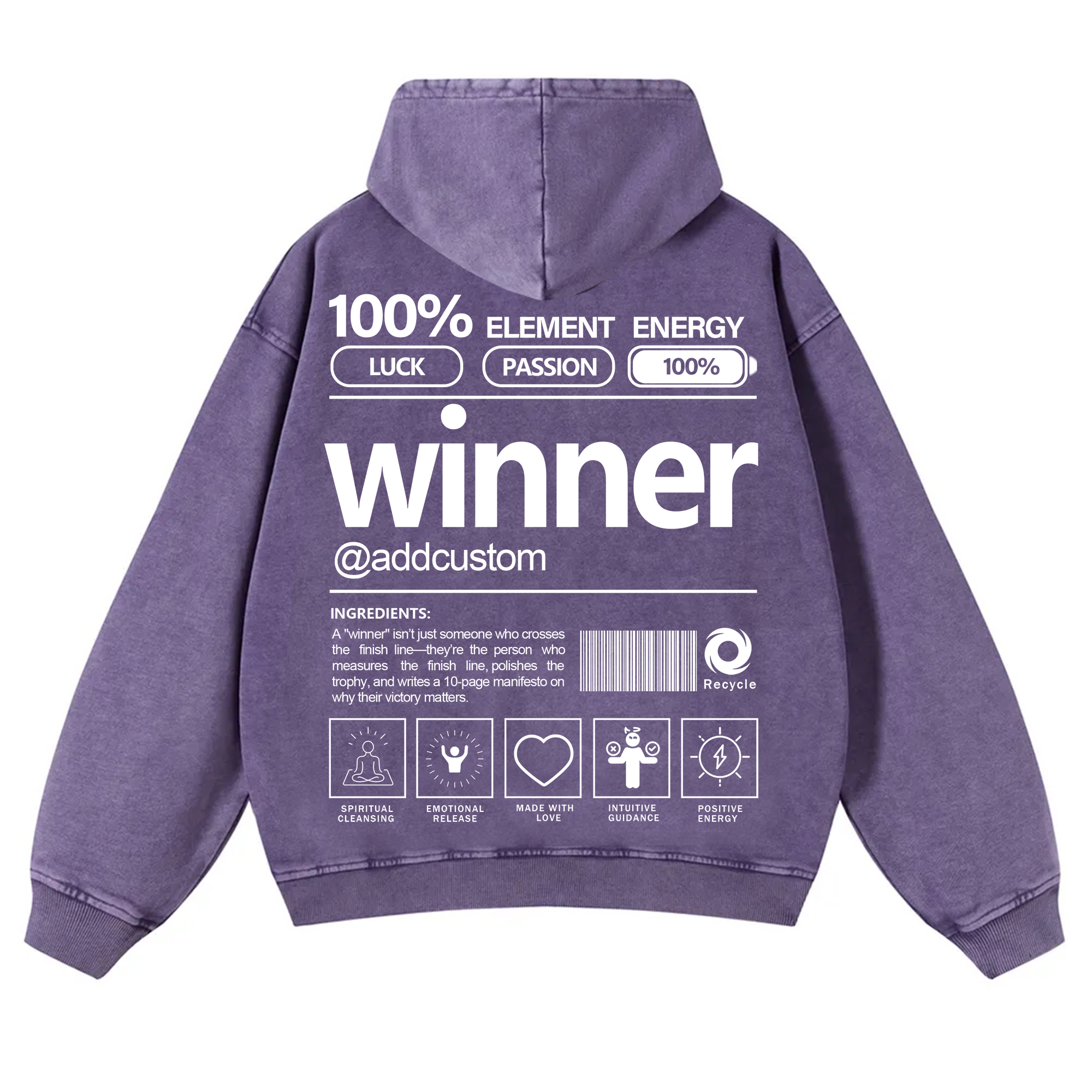 Winner Addcustom Unisex Fit Vintage Washed Hoodie