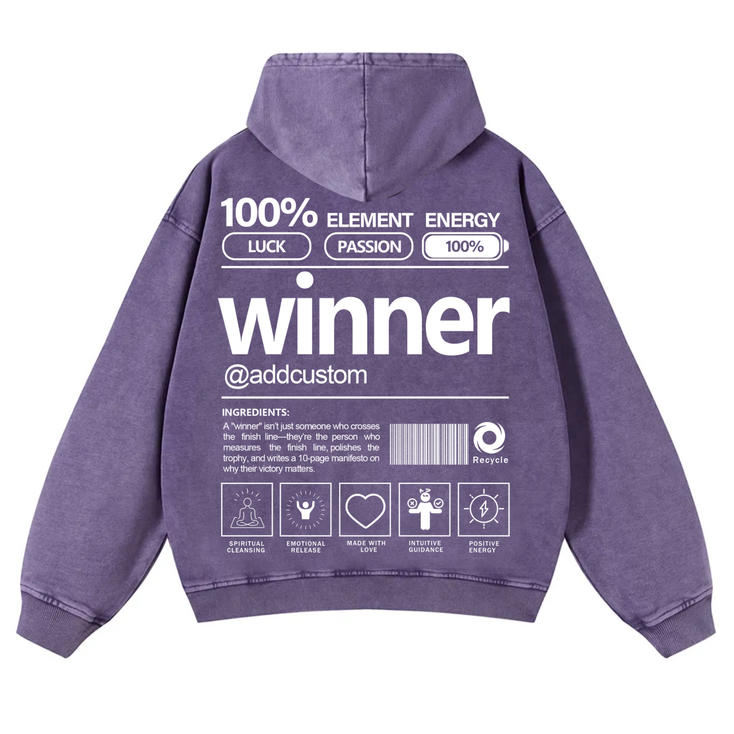 Winner Addcustom Unisex Fit Vintage Washed Hoodie