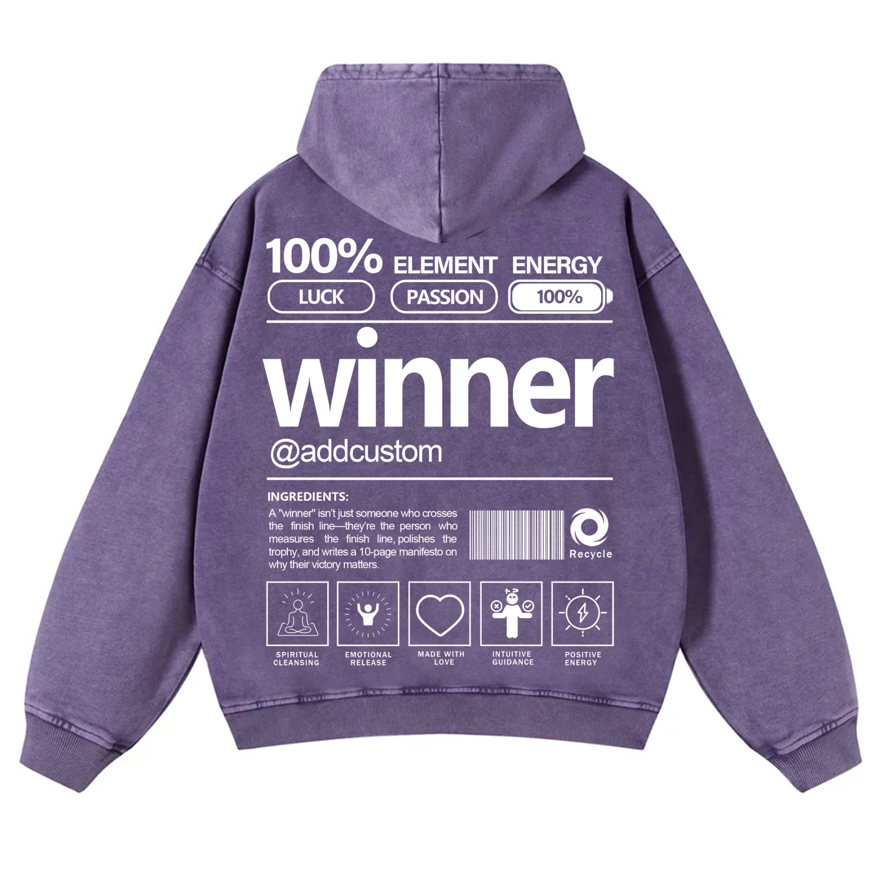 Winner Addcustom Unisex Fit Vintage Washed Hoodie