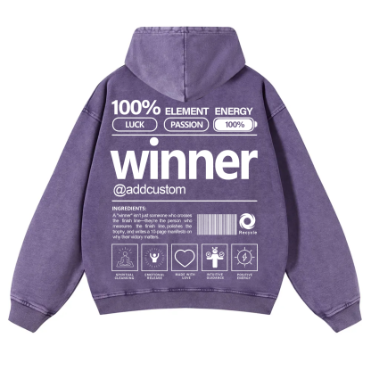 Winner Addcustom Unisex Fit Vintage Washed Hoodie
