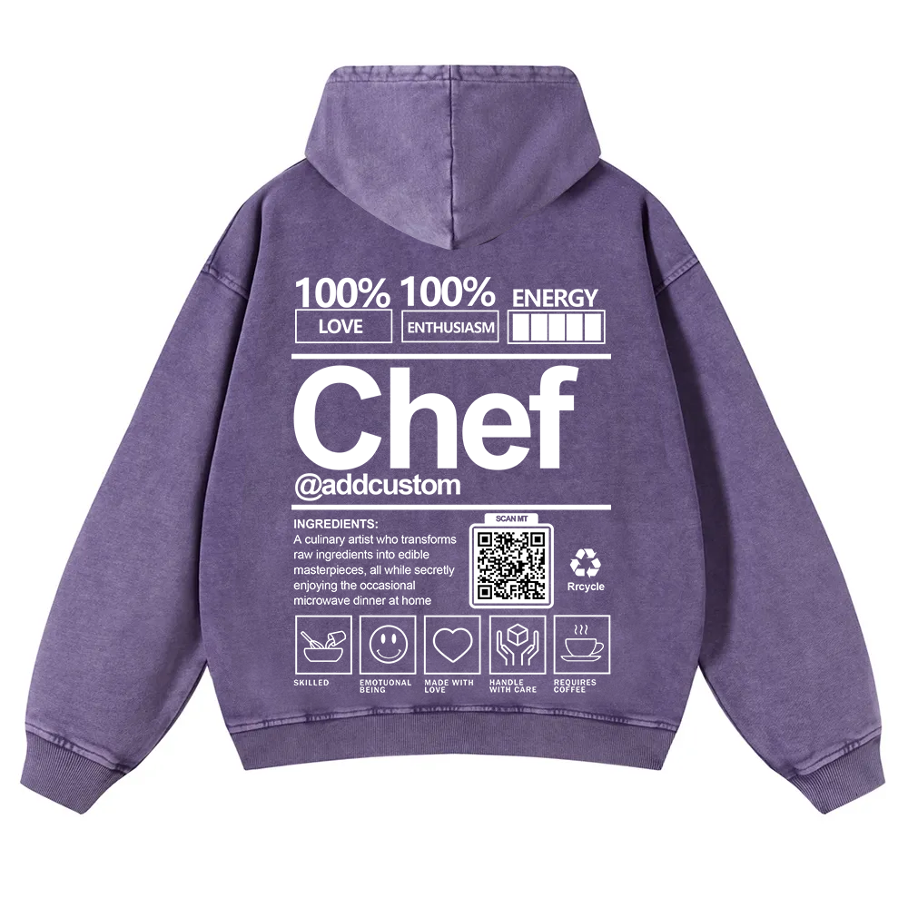 Chef Addcustom QR Code Unisex Fit Vintage Washed Hoodie
