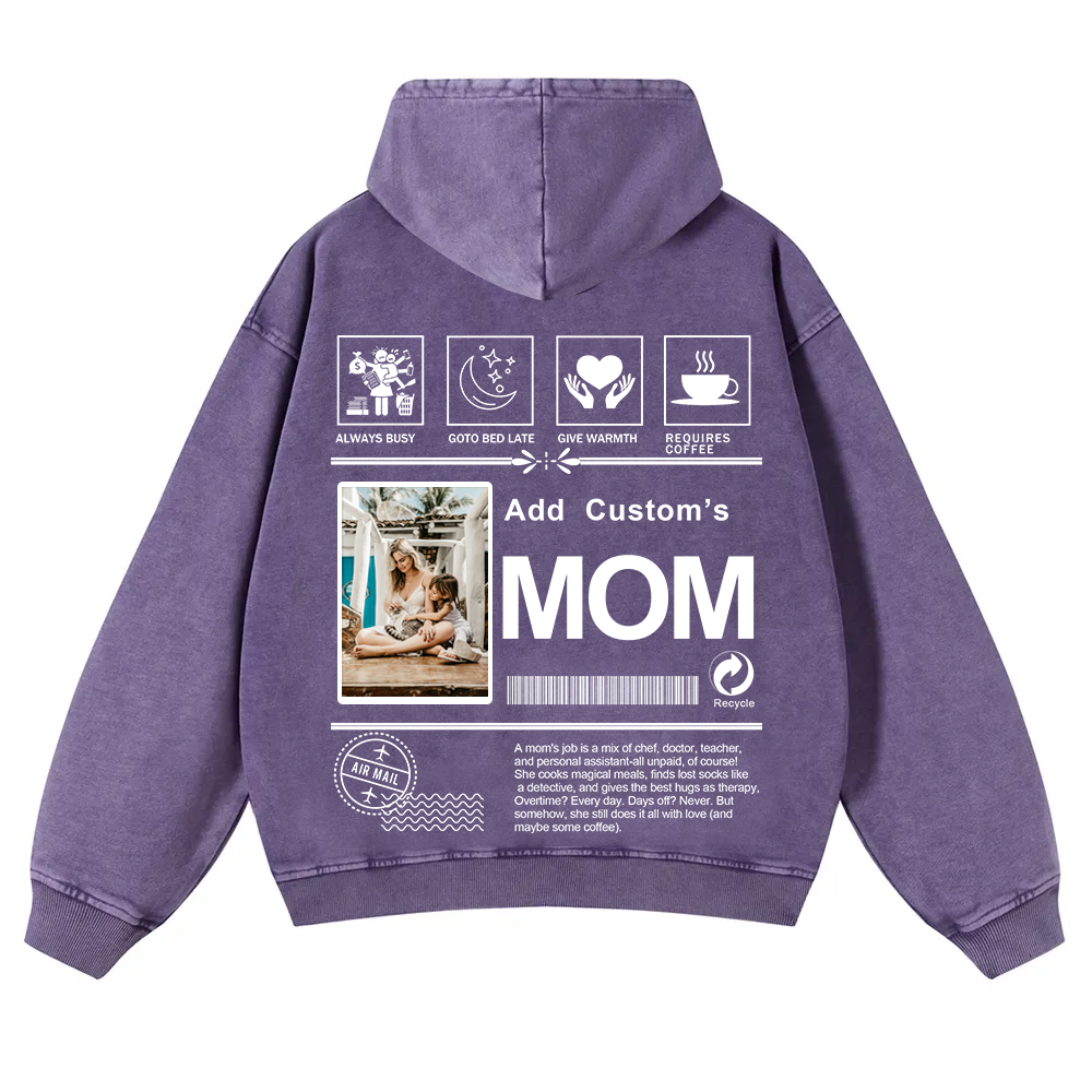 MOM Custom Casual Washed Hoodie wearishow