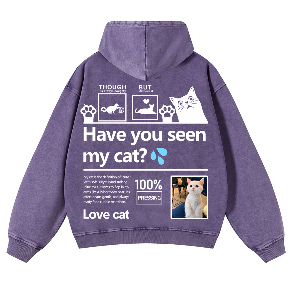 Cat Trick Customized Unisex Casual Washed Hoodie wearishow