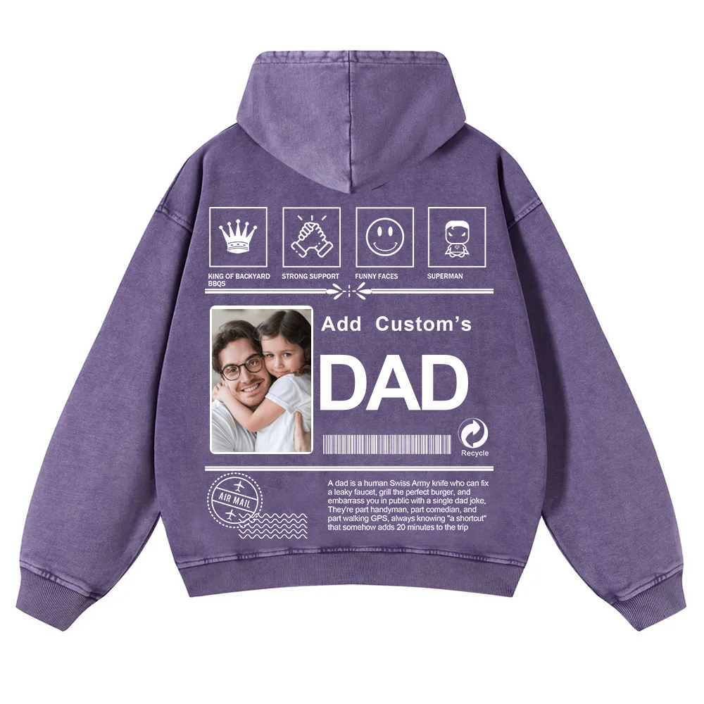DAD Custom Casual Washed Hoodie wearishow