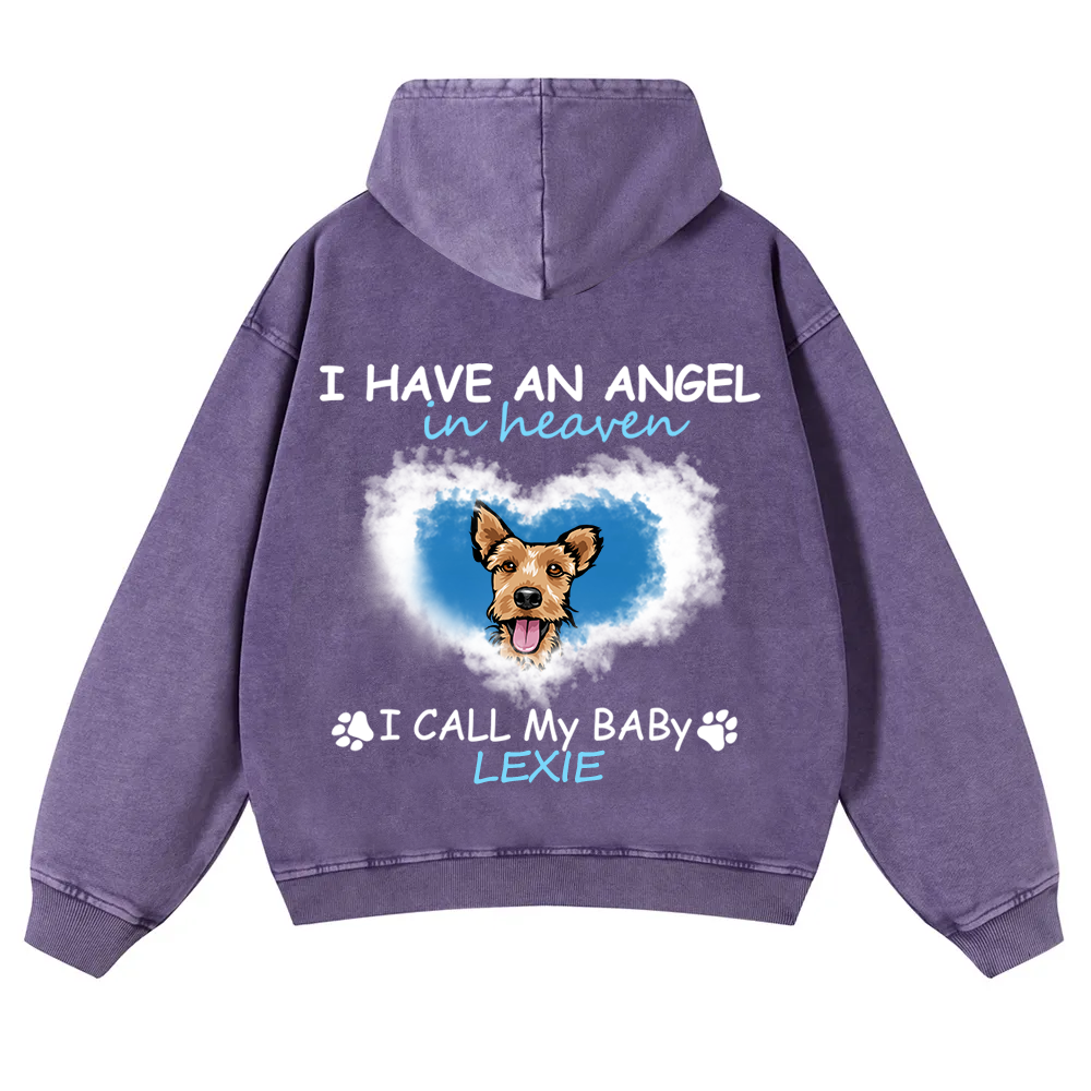 Have An Angel In Heaven - Personalized Custom Unisex Washed Hoodie wearishow
