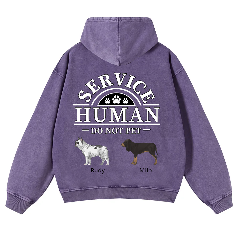 Service Human, Do Not Pet 2- Personalized Custom Unisex Washed Hoodie wearishow