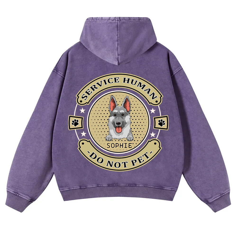 Service Human, Do Not Pet 14- Personalized Custom Unisex Washed Hoodie wearishow