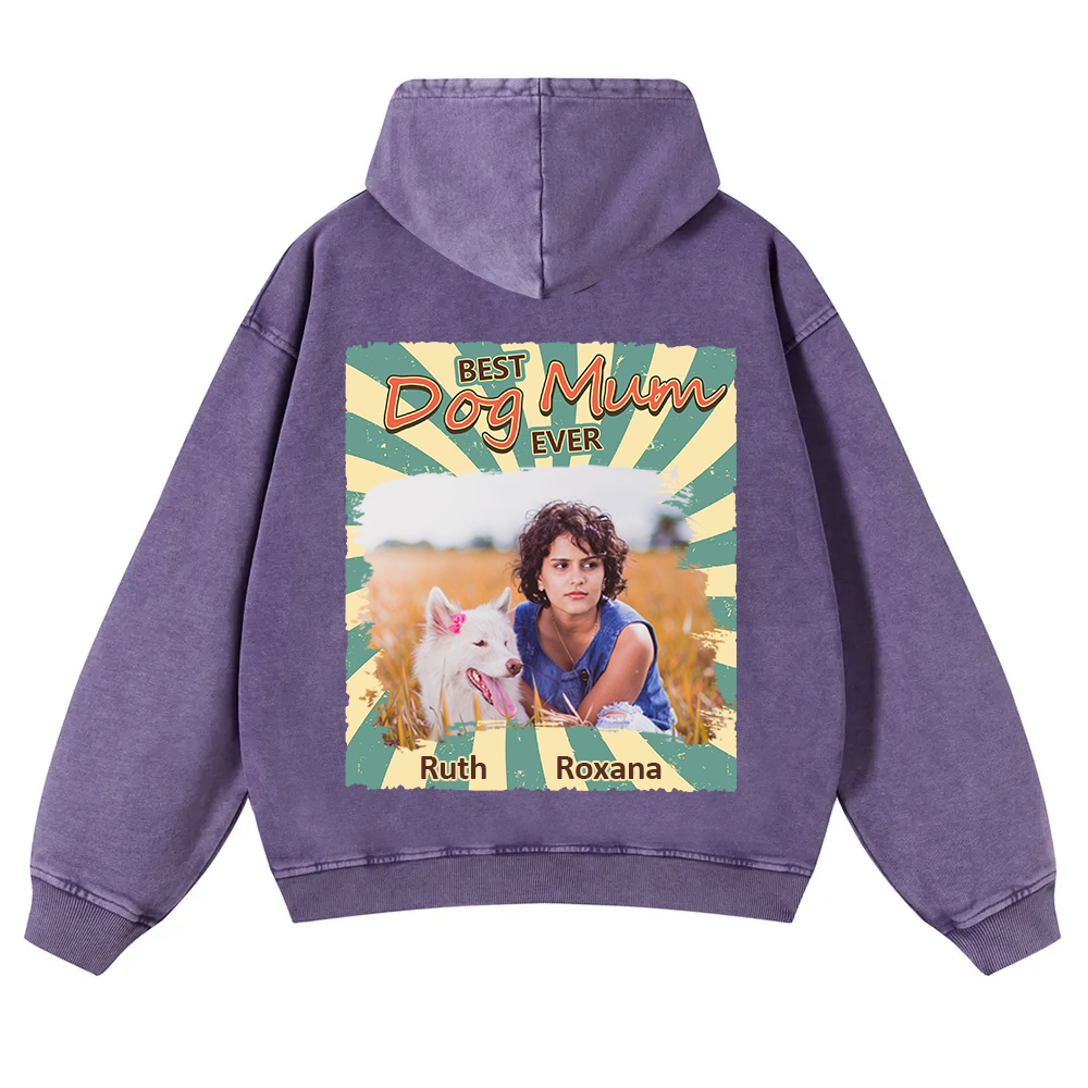 Retro Funny Dog Shirt Photo - Personalized Custom Unisex Washed Hoodie wearishow