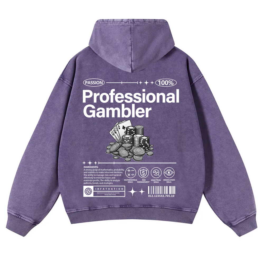 Professional Gambler Washed Hoodie wearishow
