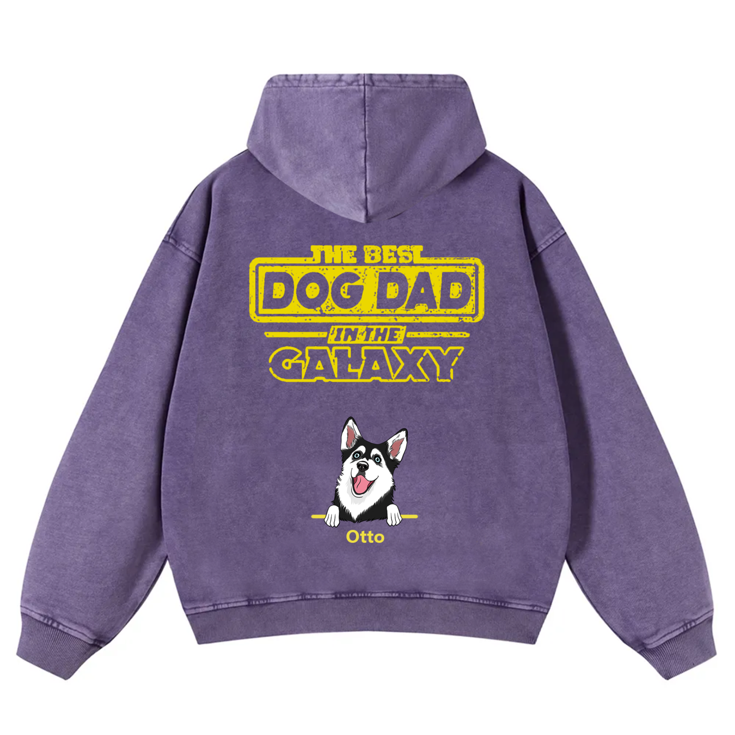 The Best Dog Dad In The Galaxy - Personalized Custom Unisex Washed Hoodie