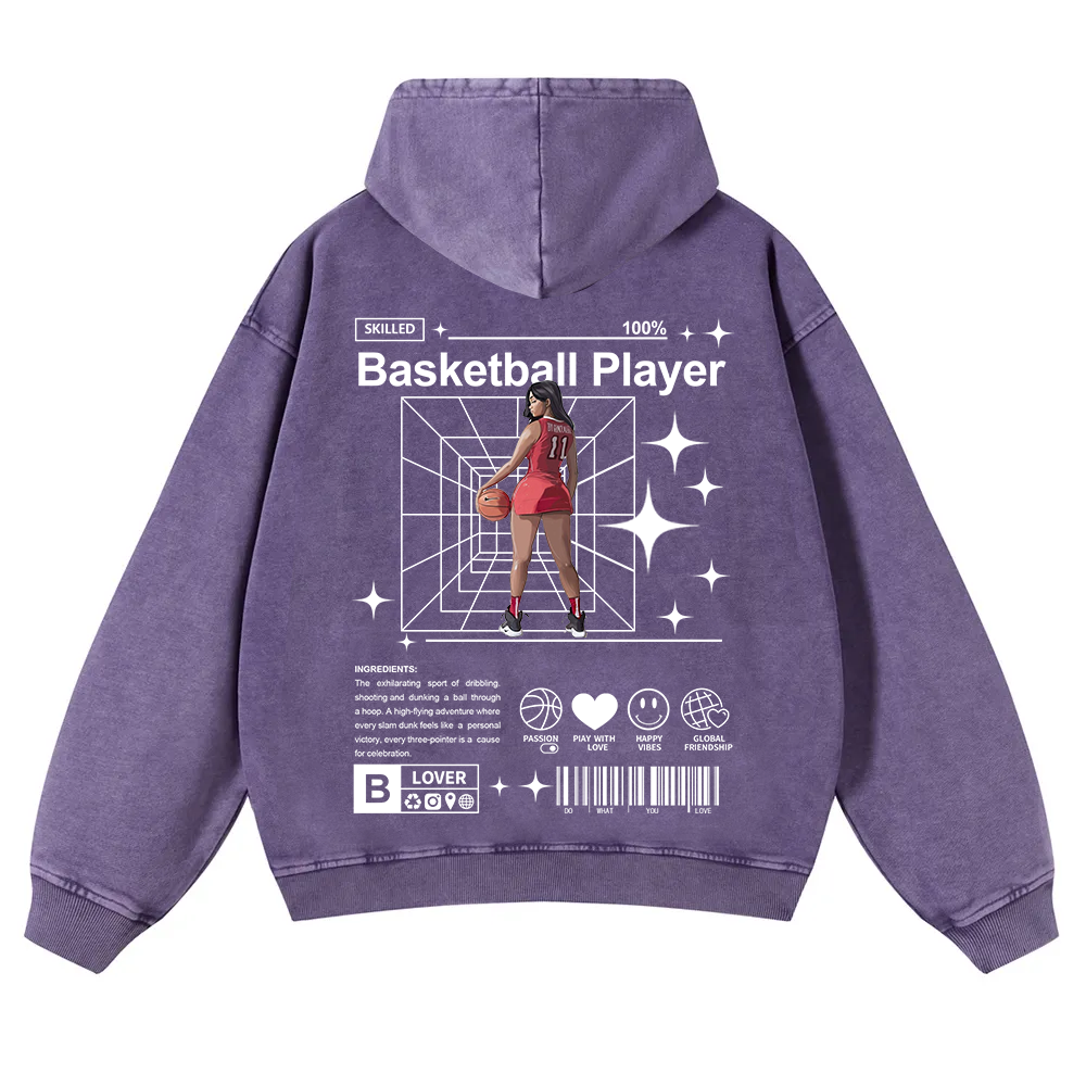 Basketball Player Washed Hoodie wearishow