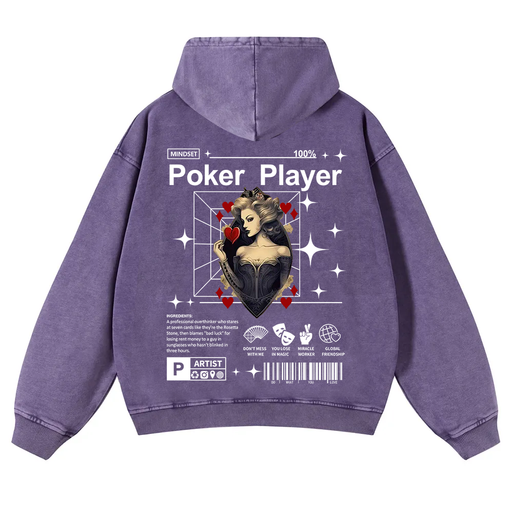 Poker Player  Washed Hoodie wearishow