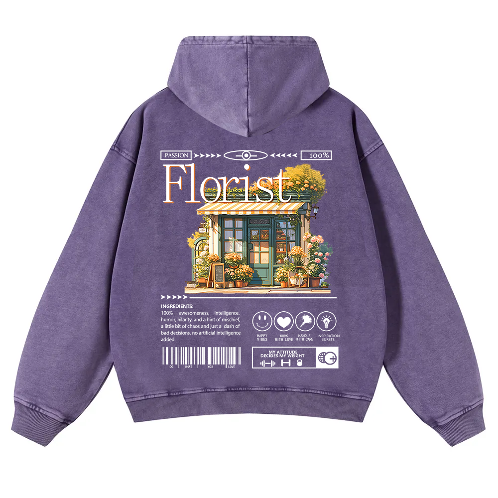 Florist Washed Hoodie wearishow