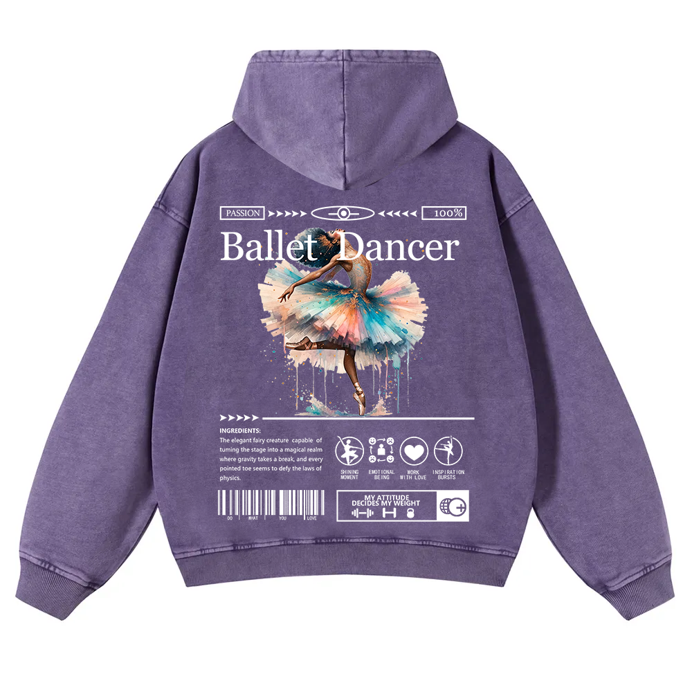 Ballet Dancer Washed Hoodie wearishow