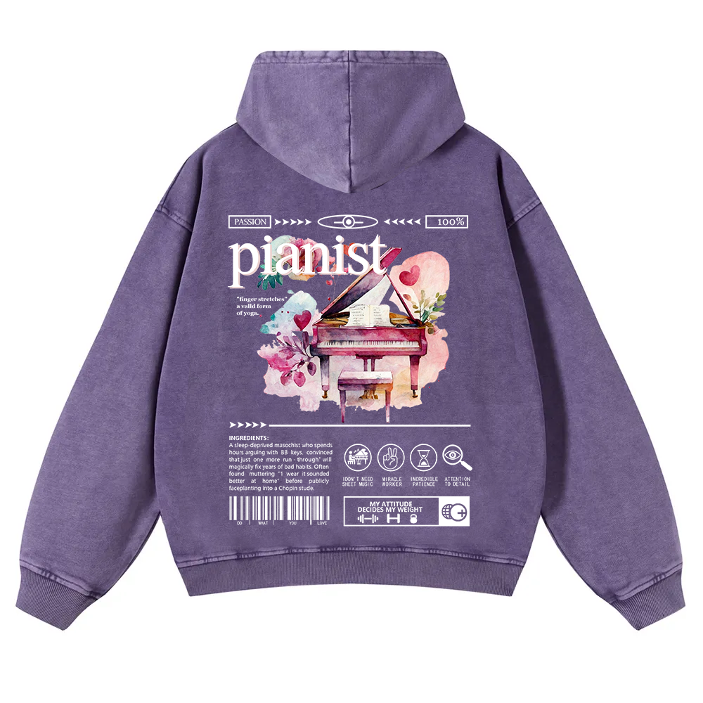 Pianist Washed Hoodie wearishow