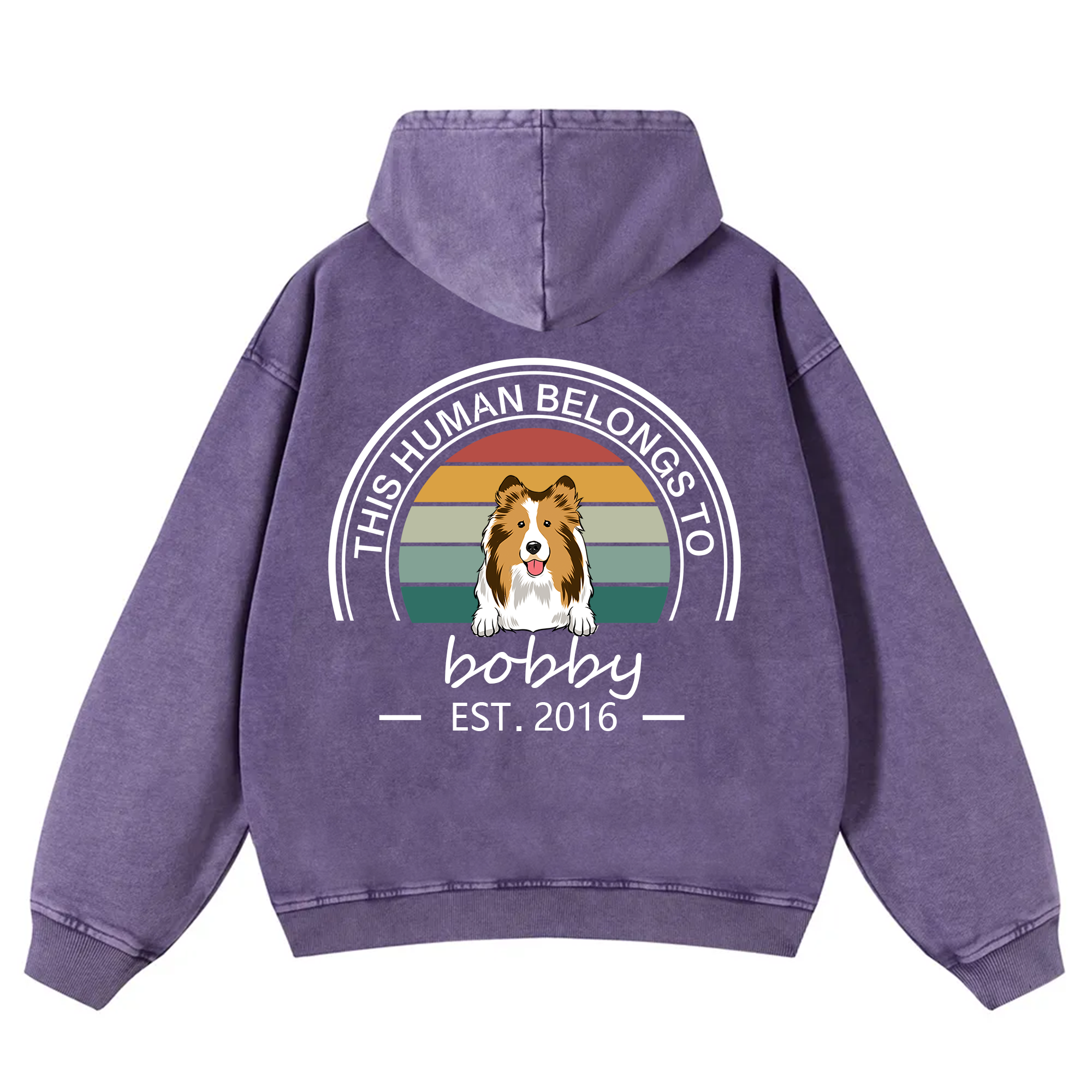 This Human Belongs To 3 - Personalized Custom Unisex Washed Hoodie