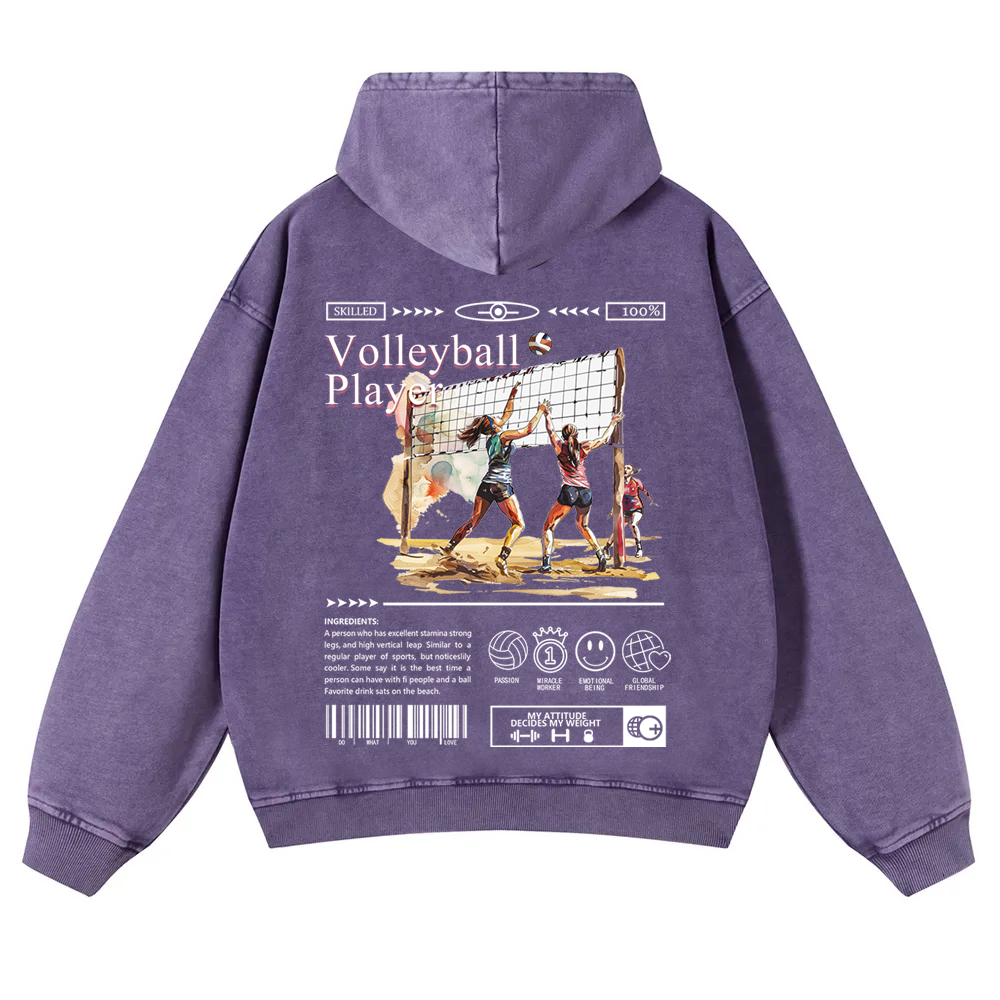 Volleyball Player Washed Hoodie wearishow