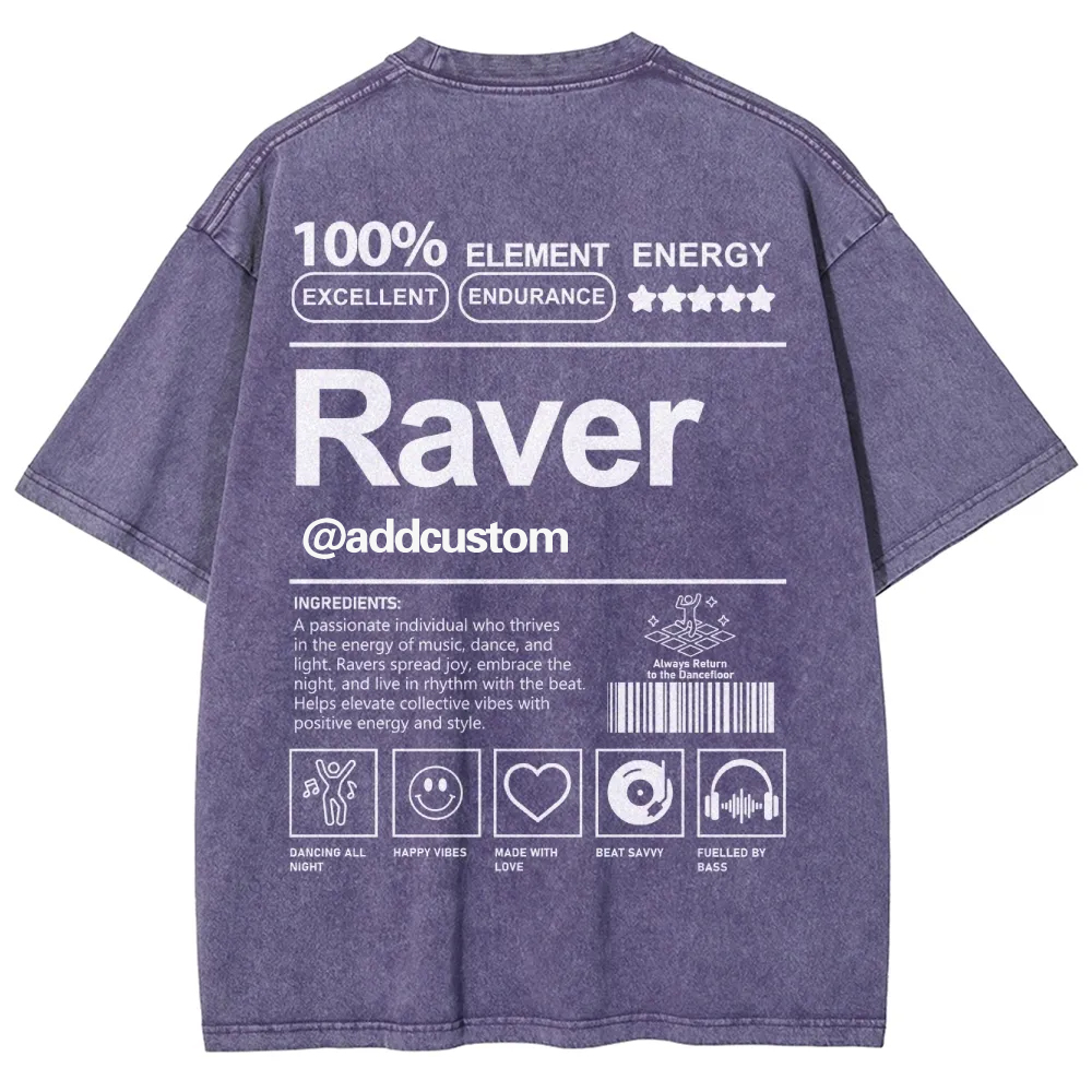 Addcustom Raver Unisex Fit Washed T-Shirt wearishow