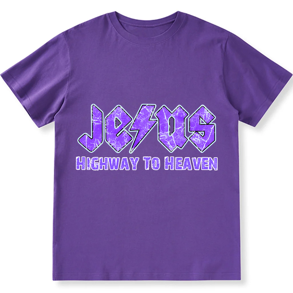 Jesus Highway To Heaven Unisex Fit Cotton T-Shirt wearishow