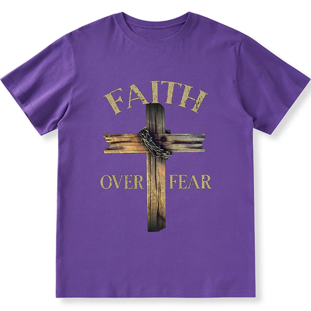 Faith Over Fear Cross Unisex Fit Cotton T-Shirt wearishow