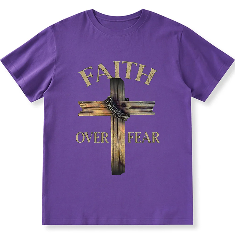 Faith Over Fear Cross Unisex Fit Cotton T-Shirt wearishow