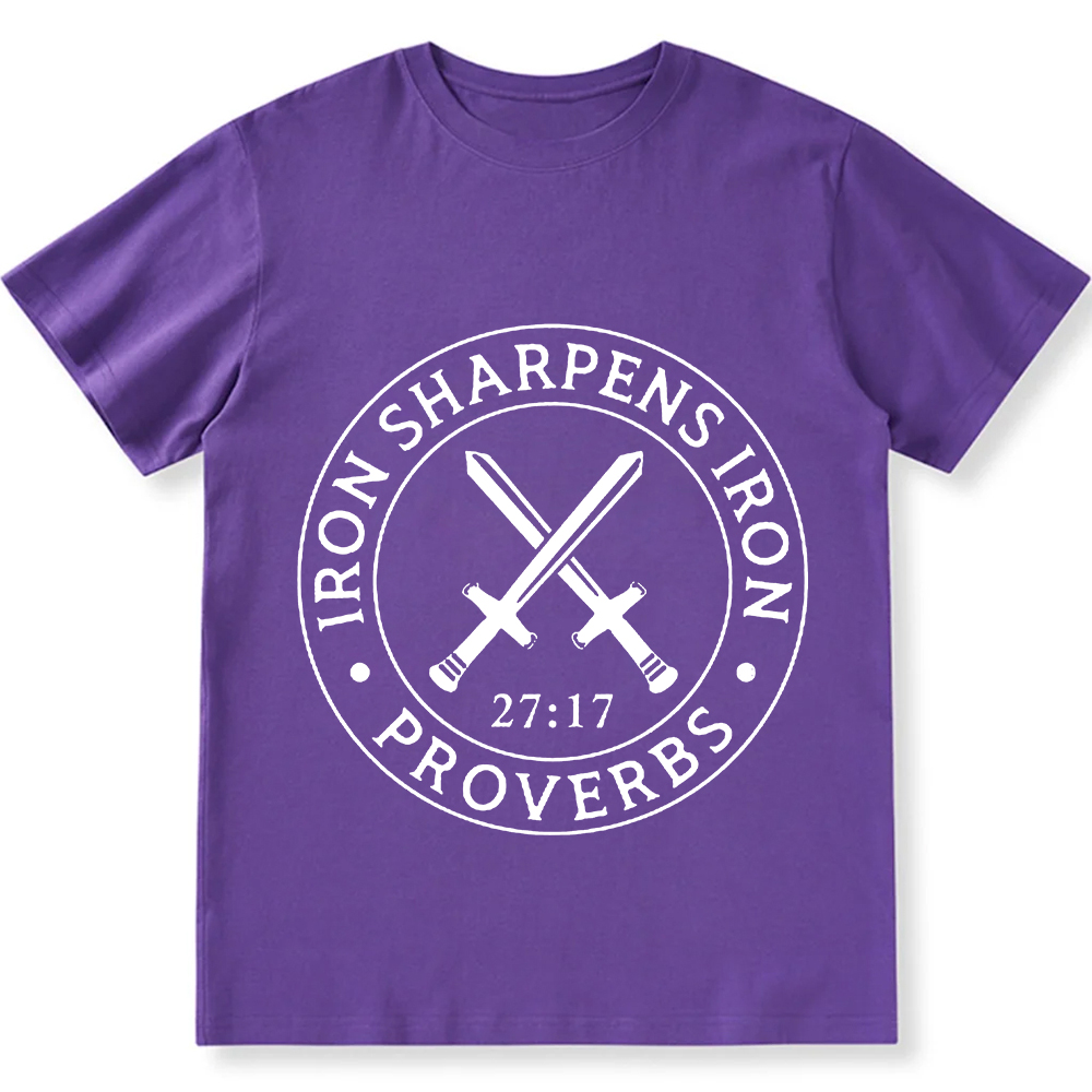 Iron Sharpens Iron PRVOERBS 27:17 Christian Unisex Fit Cotton T-Shirt wearishow