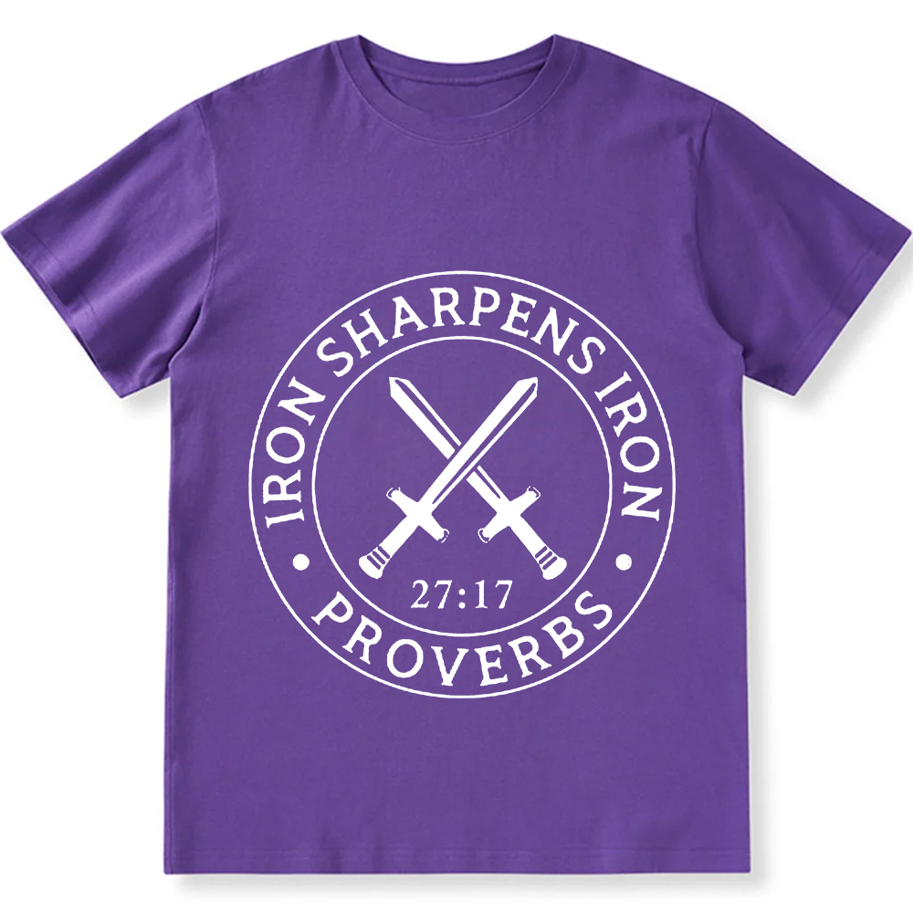 Iron Sharpens Iron PRVOERBS 27:17 Christian Unisex Fit Cotton T-Shirt wearishow