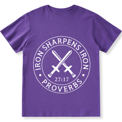 Iron Sharpens Iron PRVOERBS 27:17 Christian Unisex Fit Cotton T-Shirt wearishow