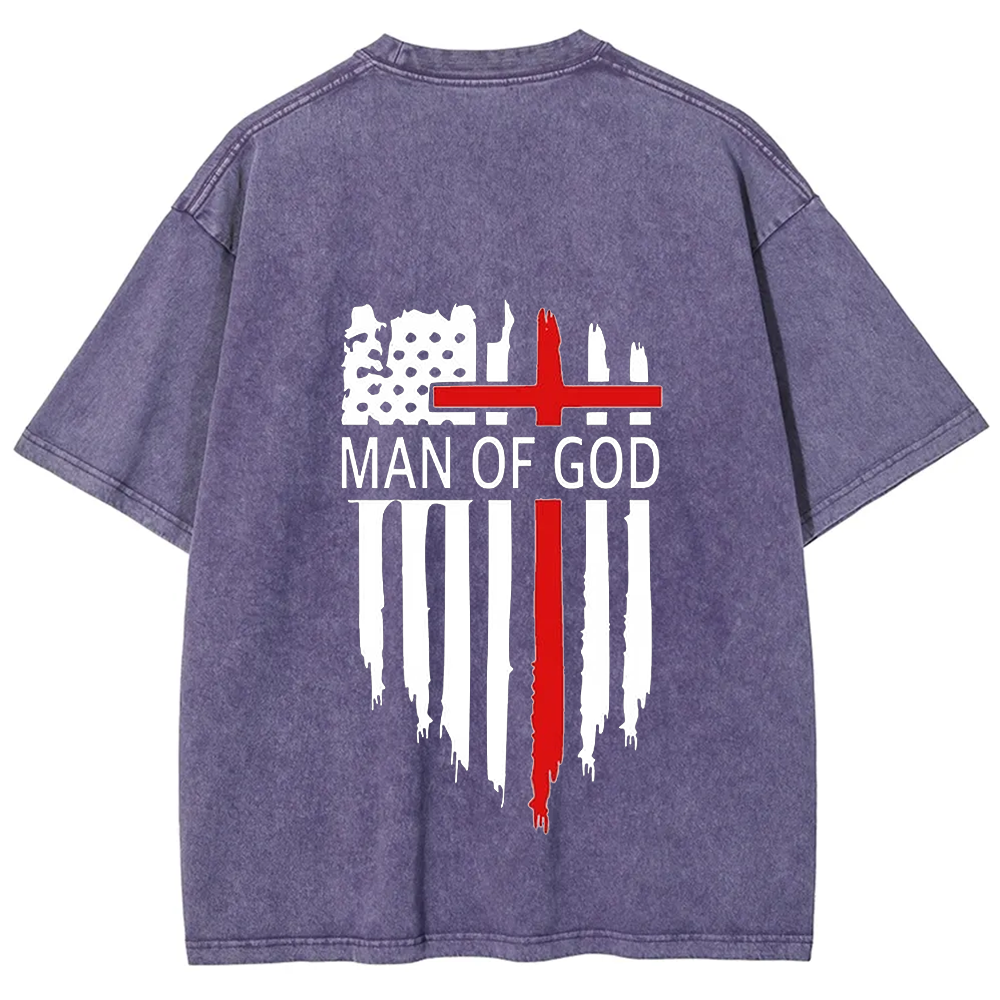 Man Of God Chrsitian Unisex Fit Washed T-Shirt