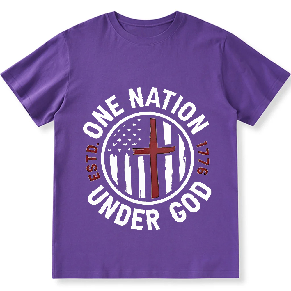 One Nation Under God ESTD 1776 Unisex Fit Cotton T-Shirt wearishow