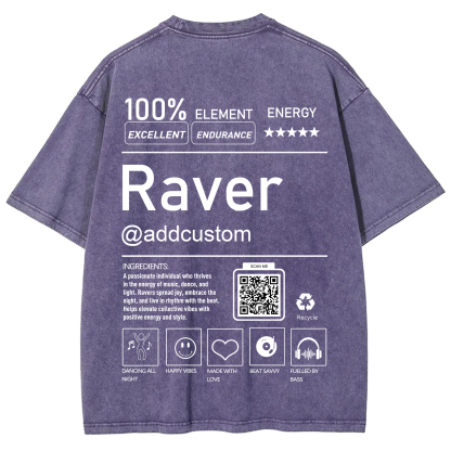 Addcustom QR Code Raver Unisex Fit Washed T-Shirt wearishow