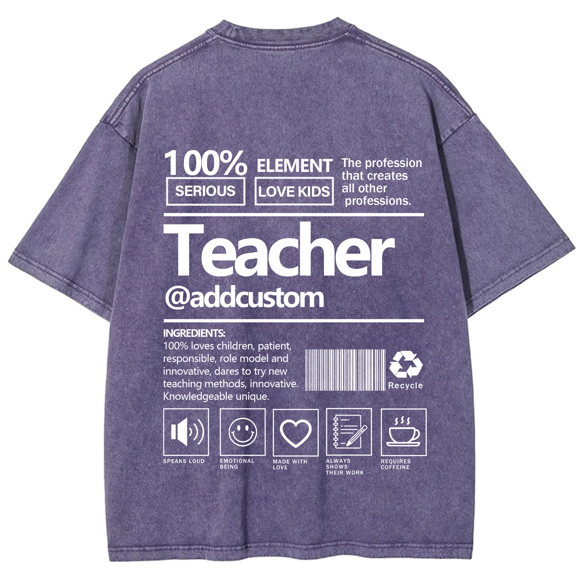 Teacher Addcustom Unisex Fit Washed T-Shirt wearishow
