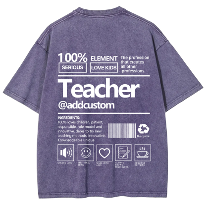 Teacher Addcustom Unisex Fit Washed T-Shirt wearishow