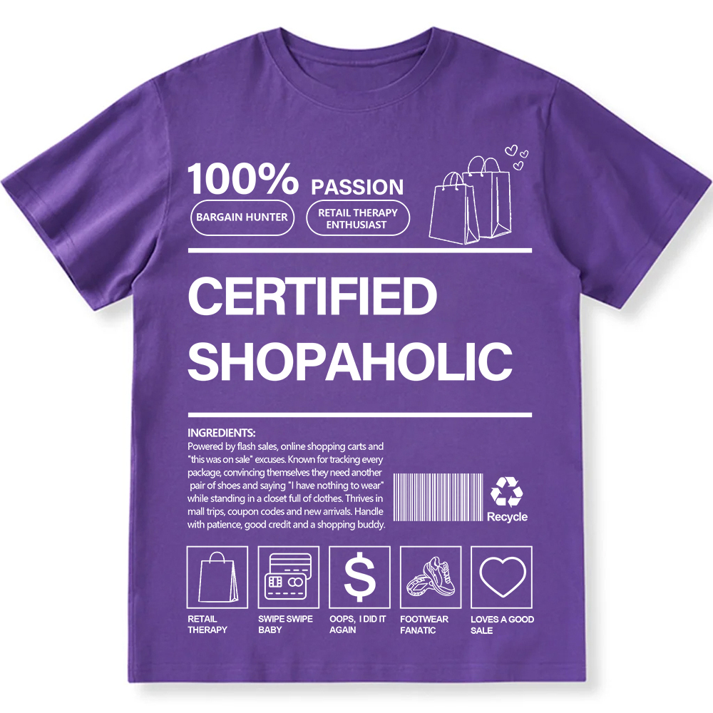 Certified Shopaholic Unisex Fit Cotton T-Shirt wearishow