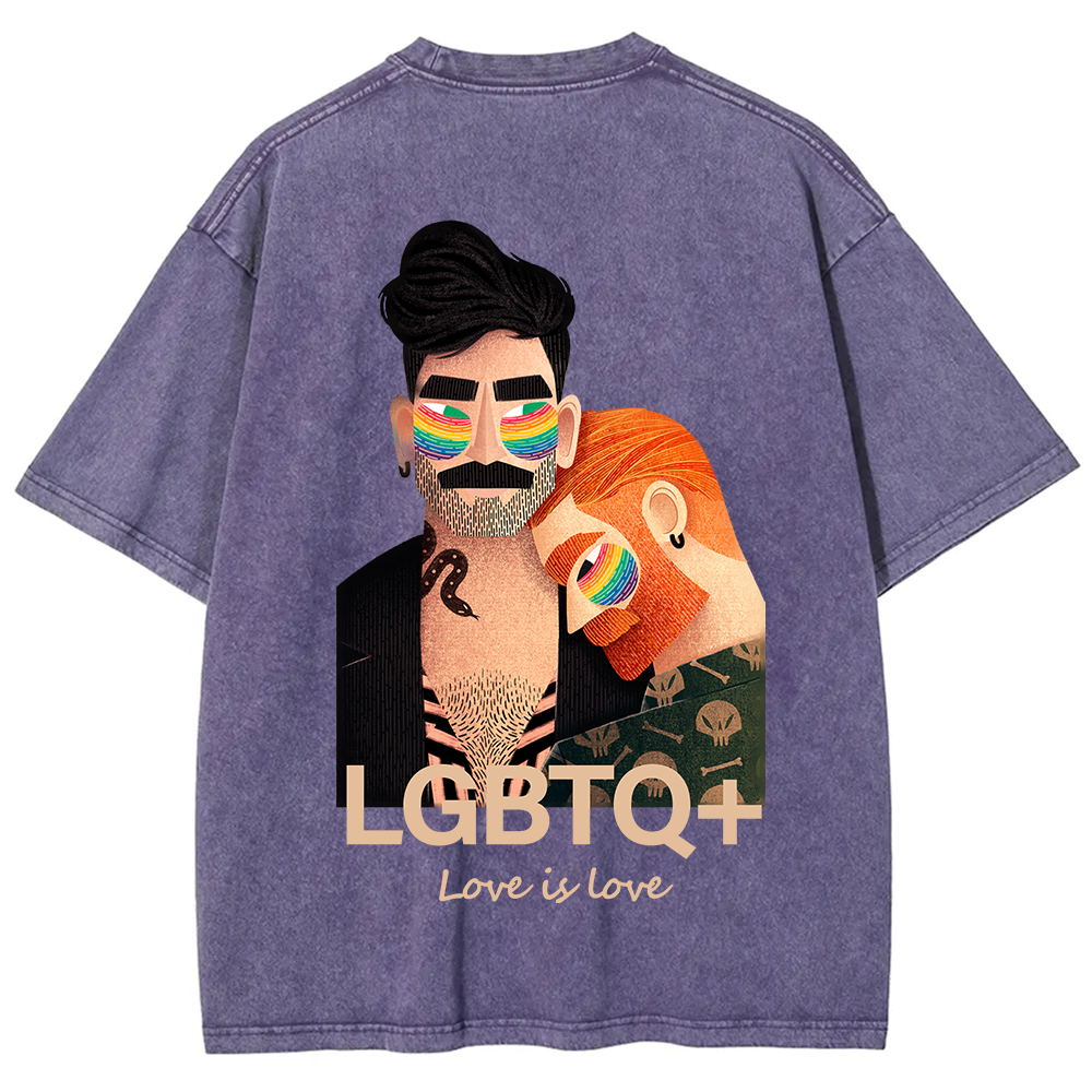 Lgbtq+ Love Is Love Unisex Fit Washed T-Shirt