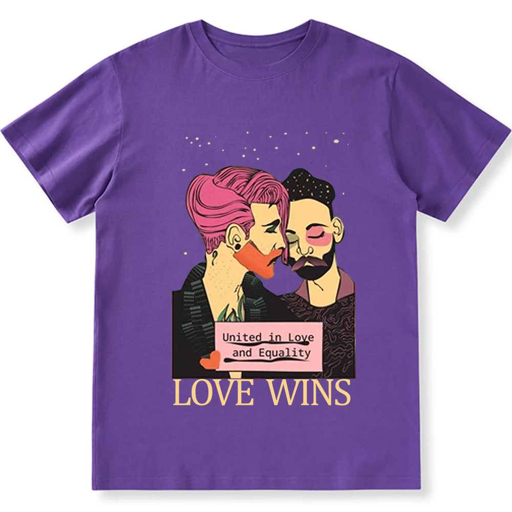United in Love and Equality Love Wins Unisex Fit Cotton T-Shirt wearishow