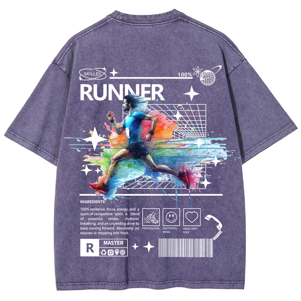 Runner Unisex Fit Washed T-Shirt