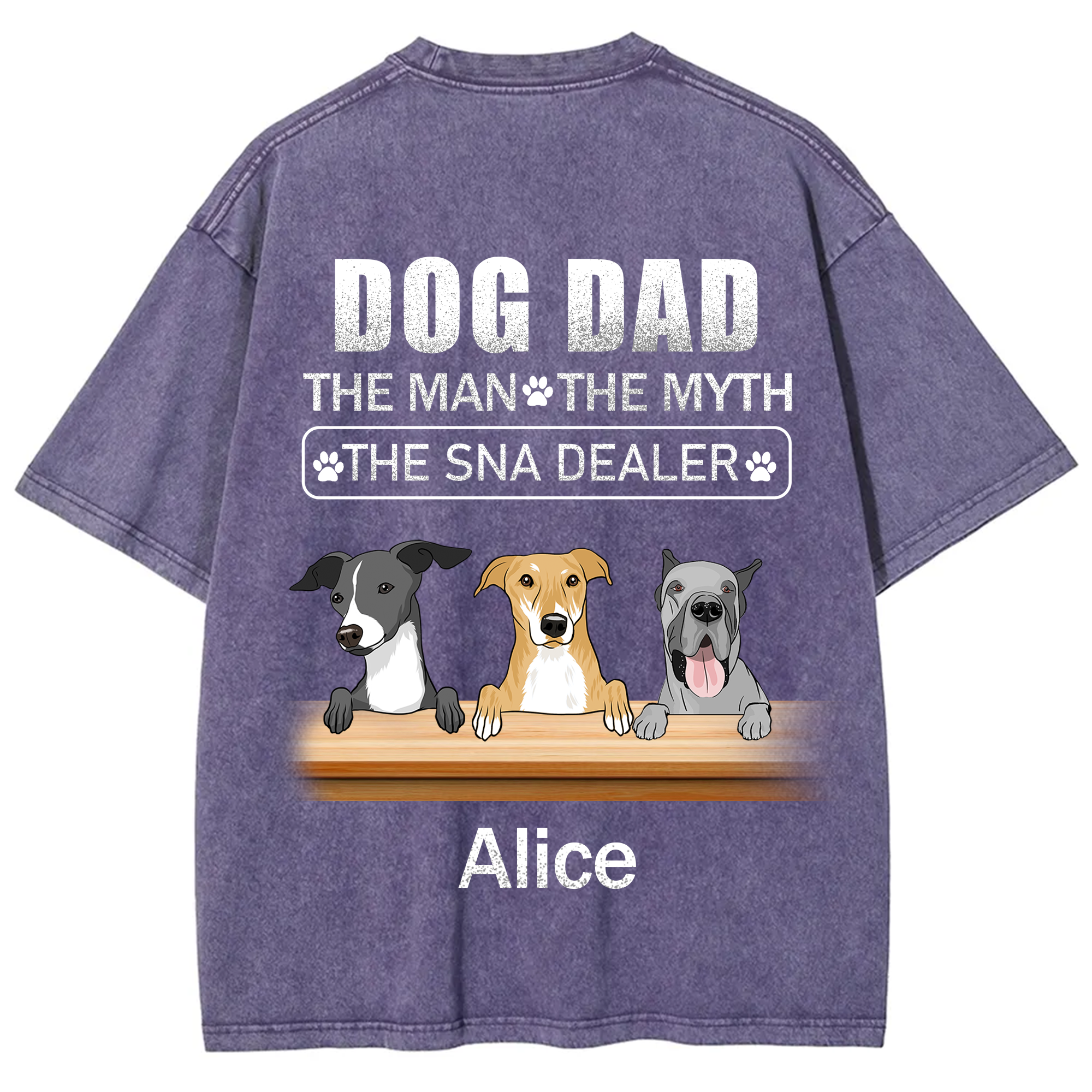Dog Dad The Man The Myth The Snack Dealer - Personalized Custom Unisex  Washed T-shirt