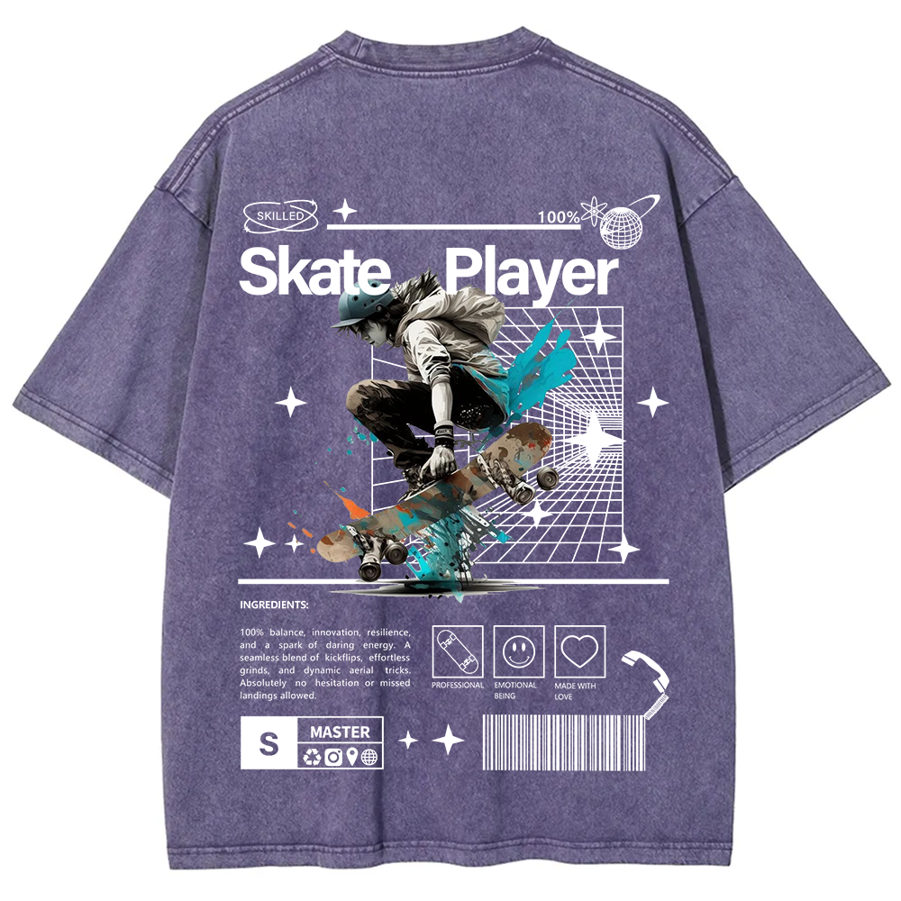Skate Player  Unisex Fit Washed T-Shirt