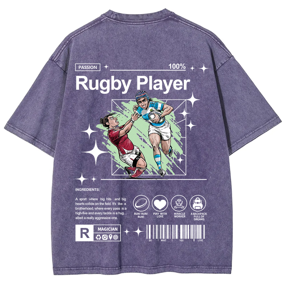 Rugby Player Unisex Fit Washed T-Shirt
