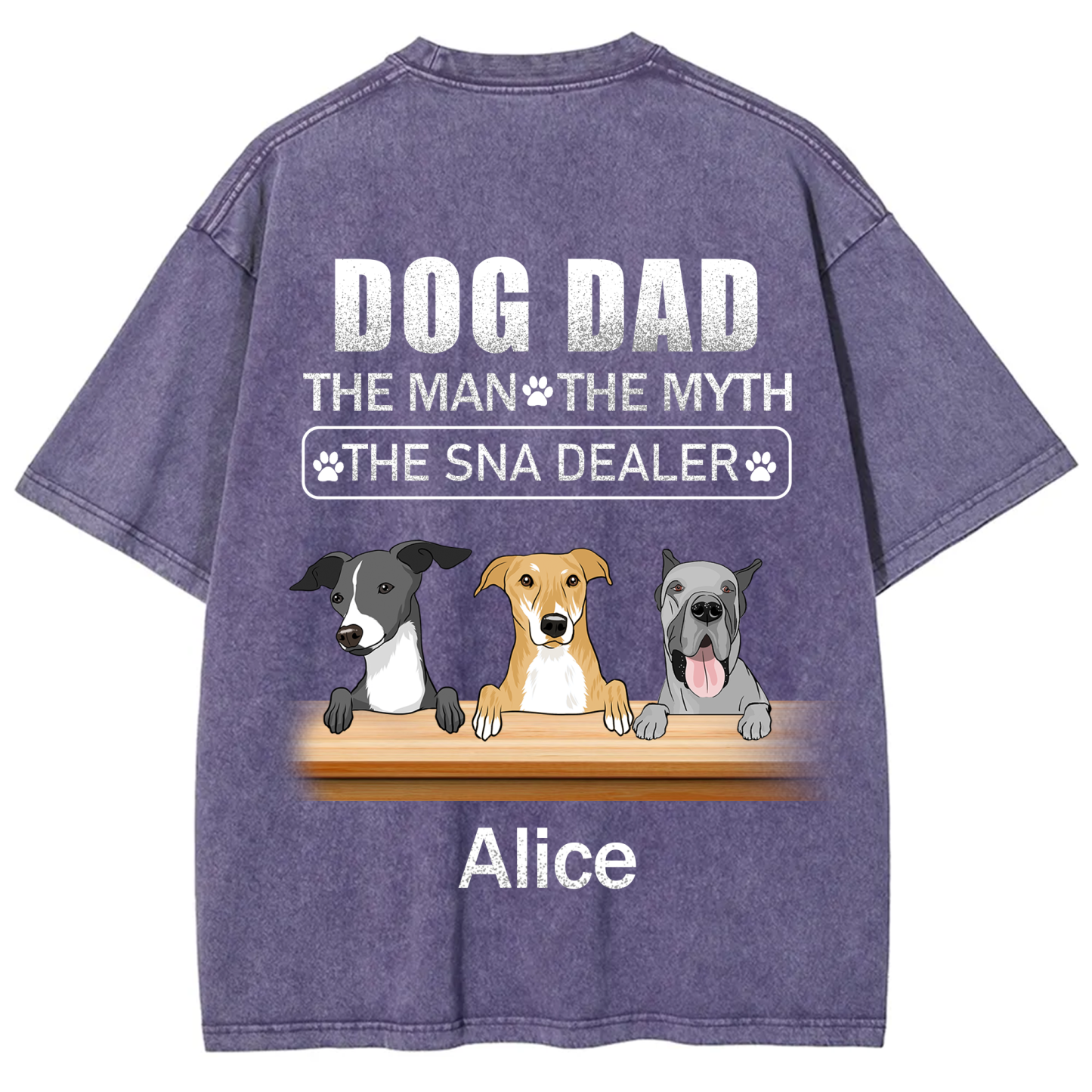 Dog Dad The Man The Myth The Snack Dealer - Personalized Custom Unisex  Washed T-shirt